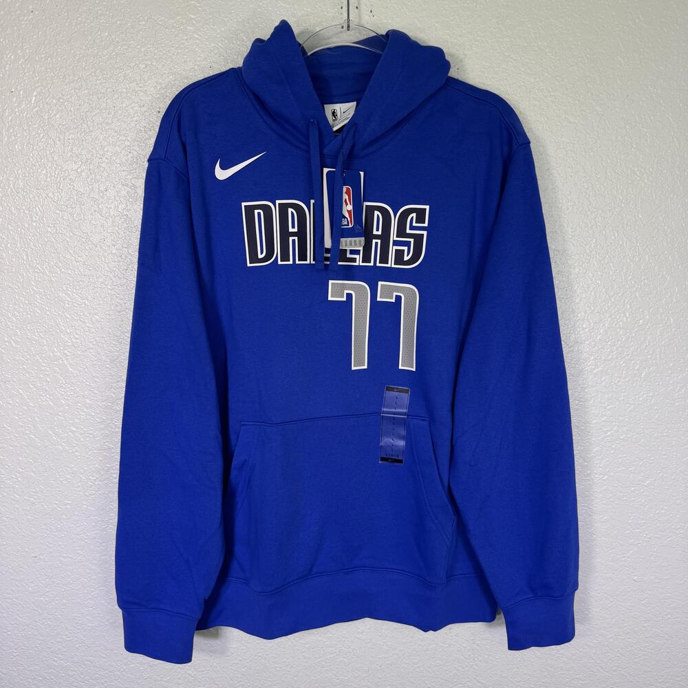 Nike Dallas Mavericks Hoodie Mens Large Luka Doncic 77 NBA Basketball Blue NEW